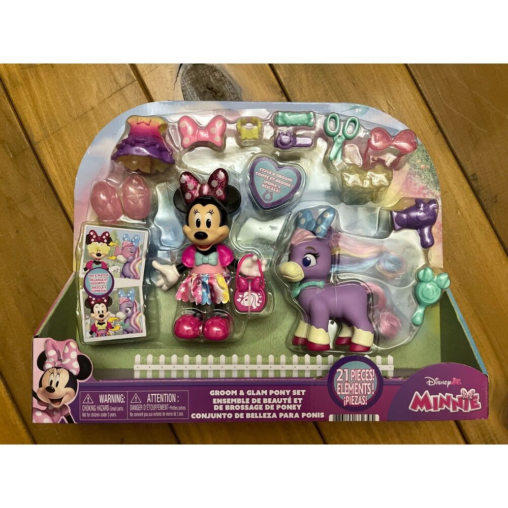 Disney Junior Minnie Mouse Groom & Glam Pony Set 21 Pieces Just Play New